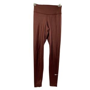 Nike Dri Fit Womens Leggings XS Brown Metallic Shiny Athletic Workout Pants‎
